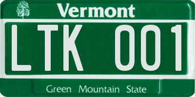 VT license plate LTK001