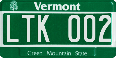VT license plate LTK002