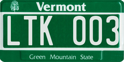 VT license plate LTK003
