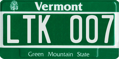 VT license plate LTK007