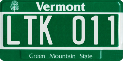 VT license plate LTK011
