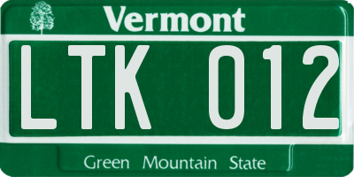 VT license plate LTK012