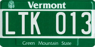 VT license plate LTK013