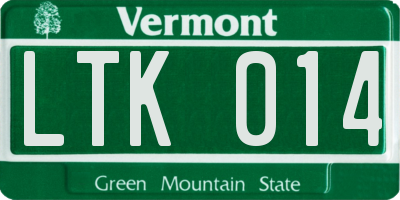 VT license plate LTK014