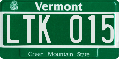 VT license plate LTK015