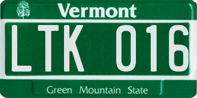 VT license plate LTK016