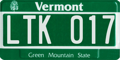 VT license plate LTK017