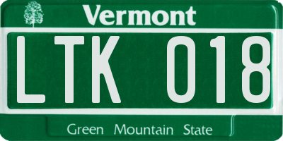 VT license plate LTK018