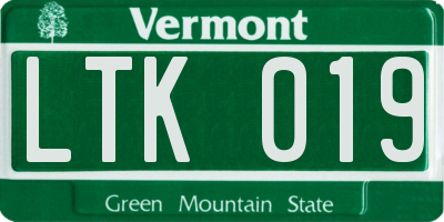 VT license plate LTK019