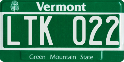 VT license plate LTK022