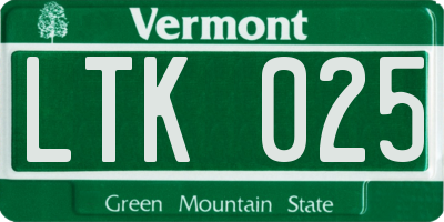 VT license plate LTK025