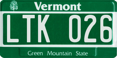 VT license plate LTK026