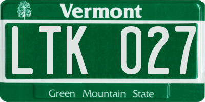 VT license plate LTK027
