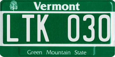 VT license plate LTK030