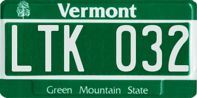 VT license plate LTK032