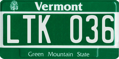 VT license plate LTK036