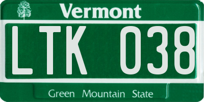 VT license plate LTK038