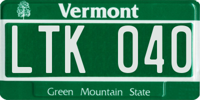 VT license plate LTK040