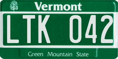 VT license plate LTK042