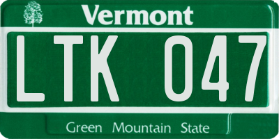 VT license plate LTK047