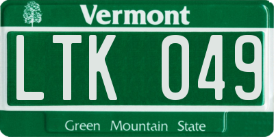 VT license plate LTK049