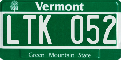VT license plate LTK052