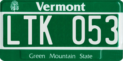 VT license plate LTK053