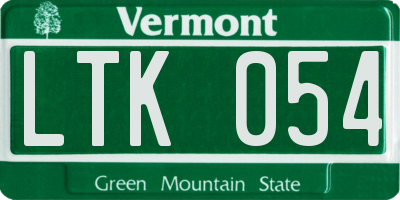 VT license plate LTK054