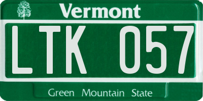 VT license plate LTK057