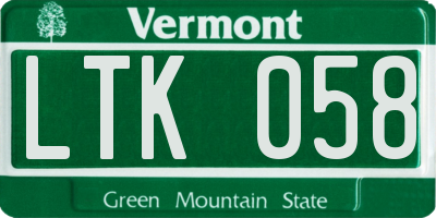 VT license plate LTK058