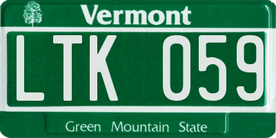VT license plate LTK059