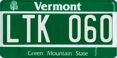 VT license plate LTK060