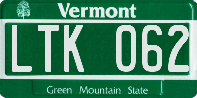 VT license plate LTK062
