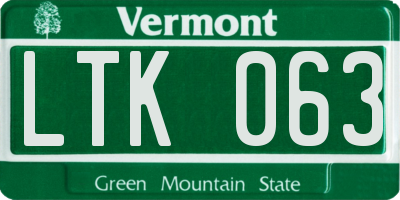 VT license plate LTK063