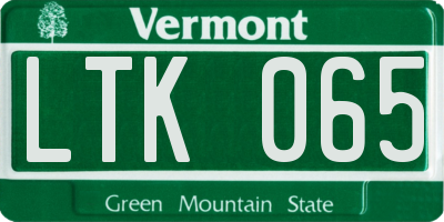 VT license plate LTK065