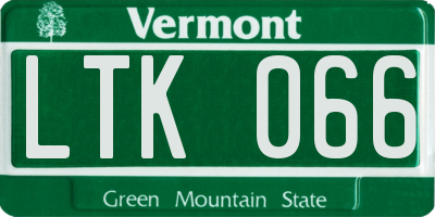 VT license plate LTK066