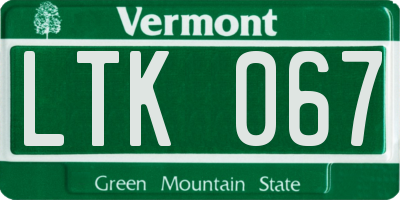 VT license plate LTK067