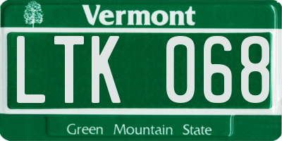 VT license plate LTK068