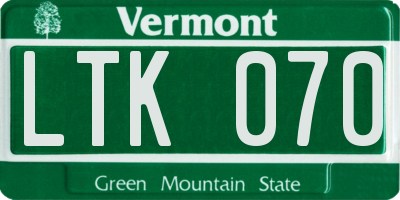 VT license plate LTK070