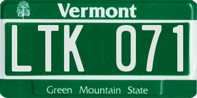 VT license plate LTK071