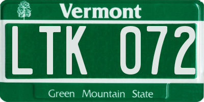 VT license plate LTK072