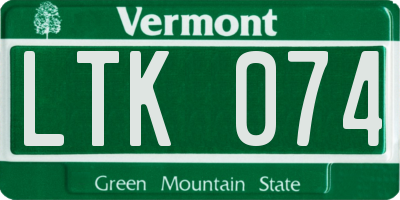 VT license plate LTK074