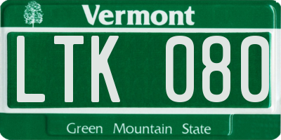 VT license plate LTK080