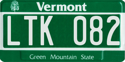 VT license plate LTK082