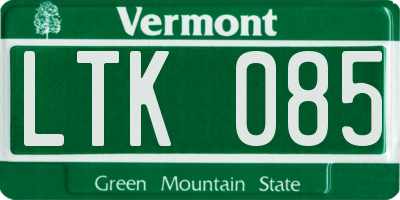 VT license plate LTK085
