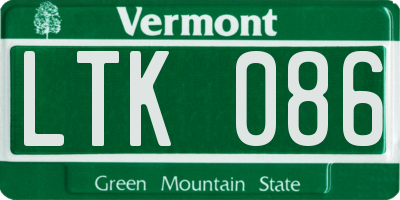 VT license plate LTK086