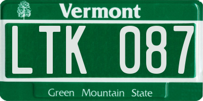 VT license plate LTK087