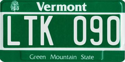VT license plate LTK090