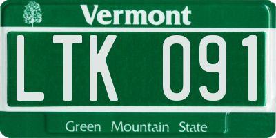 VT license plate LTK091