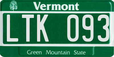 VT license plate LTK093